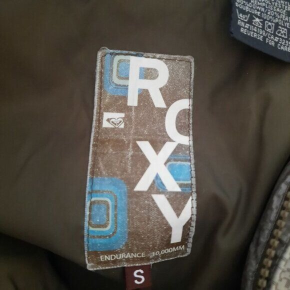 Roxy cream herringbone print endurance 10,000mm down ski winter jacket - Picture 8 of 9